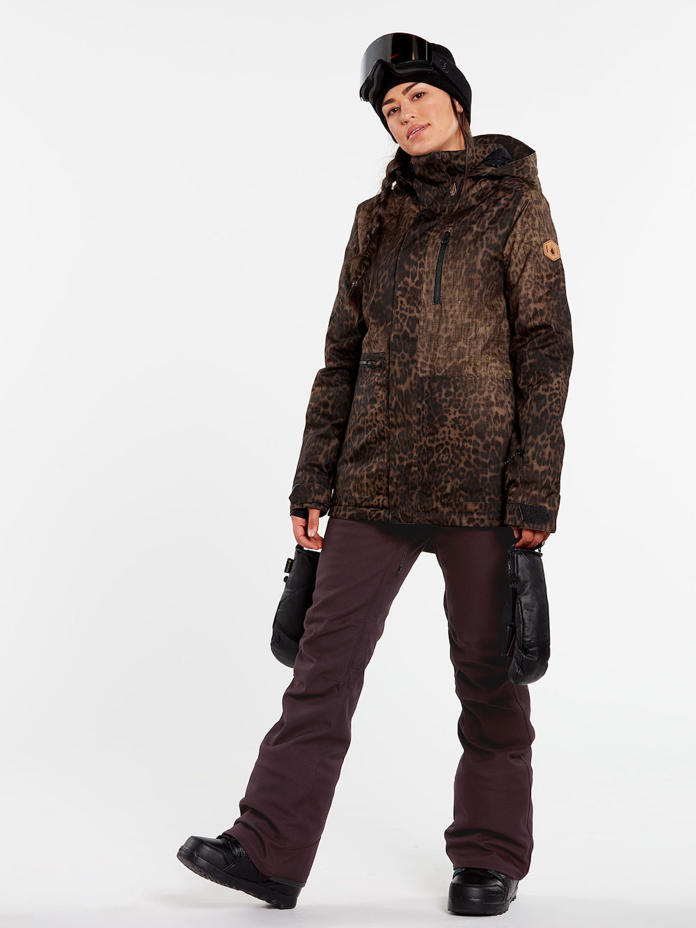 VOLCOM WOMENS SHELTER 3D STRETCH SNOWBOARD JACKET LEOPARD 2021 